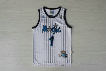 Maillot De Basket Orlando Magic Tracy McGrady 1 Engrener Stripe Blanc